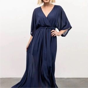 BALTIC BORN Kimono Maxi Dress in Navy Blue Size S NWT *No belt*